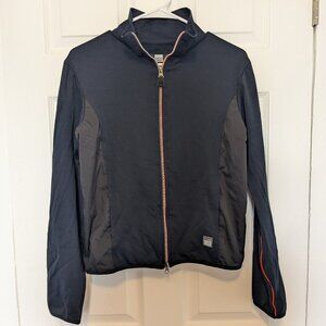 Marithe Francois Girbaud Zip Up Track Jacket Womens Sz 10 Blue Pockets Stretch